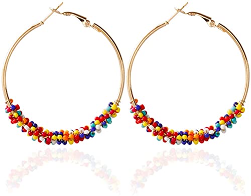 1 Paar Böhmische Bunte Kreis Runde für Frauen Vintage Schmuck für Frauen Teen Lovely and Attractive