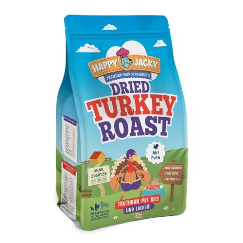 HAPPY JACKY sensitives Premium-Trockenfutter für kleine Hunde ohne Gluten ohne Konservierungsstoffe Zuckerfrei speziell für kleine Hunde entwickelt 2kg Truthahn