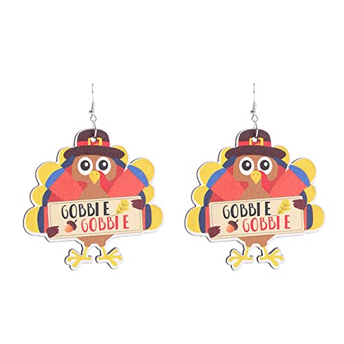 Set Aus Silbernen Creolen Thanksgiving-Herbst-Ohrringe aus Holz Thanksgiving-Herbst-Tropfen-Ohrringe Handgefertigte Truthahn-Kürbis-Ahornblatt-Herbst-Ohrringe Ohrringe Obst Echt Silber C One Size