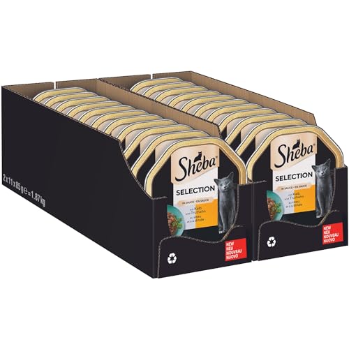 Sheba Sauce Collection Katze Nassfutter in Schale mit Kalb und Truthahn 2x11x85g
