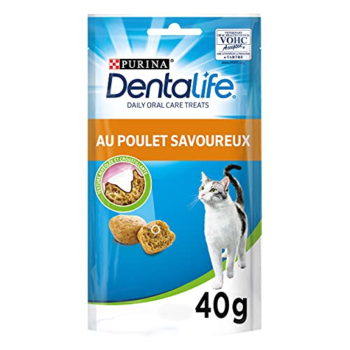 DENTALIFE Daily ORAL Care Leckerli für ausgewachsene Katzen hilft effektiv die Zähne zu reinigen mit Huhn Beutel 8 x 40 g