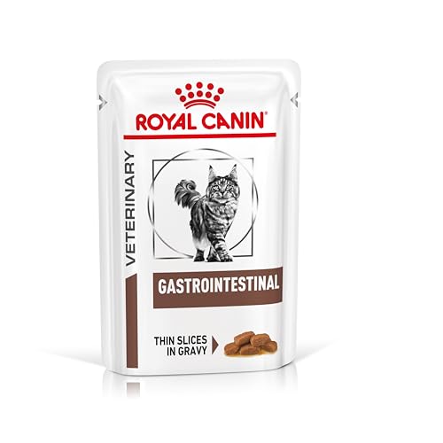 Royal Canin Gastrointestinal 12 x 85 g Diät-Alleinfuttermittel für ausgewachsene Katzen Feine Stückchen in Soße Kann die Verdauung unterstützen Im Frischebeutel