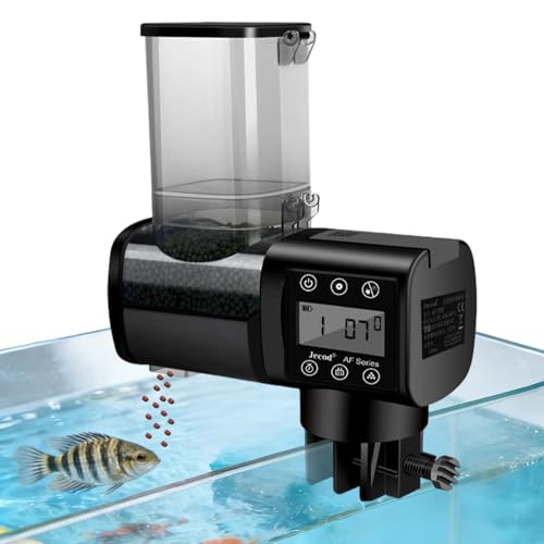 Futterautomat Aquarium Automatischer Futterspender Fische 500ml Automatischer Fischfutterautomat für Aquarium Fischfutter Feeder mit LCD Display Controller Batteriebetrieben Batterie Nicht enthalten