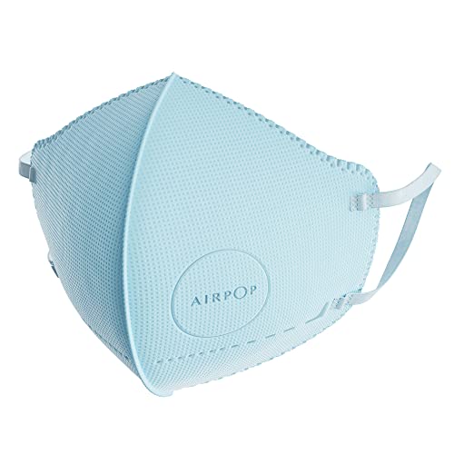 AIRPOP Kids Wiederverwendbare waschbare Gesichtsmaske 2 Pk 4-lagige Gesichtsabdeckung konturierte Passform leichtes Design Gesichtsmasken für Kinder für mehrmaliges Tragen 2 Pk Blau DMAK43580