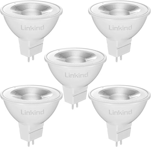 Linkind GU5.3 MR16 LED 5W Lampe 12V 50 Watt ersetzt 2700K Warmweiß 36 Abstrahlwinkel LED Spot MR16 520Lm AC DC 12Volt Leuchtmittel Nicht dimmbar 5 Stück