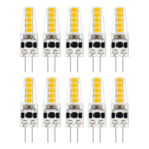 FEILEMAN G4 LED Dimmbar 12V 2W Warm White Leuchtmittel erstezt 15-20W Halogenlampen 200lm in 360 Abstrahlwinkel Lampe Stiftsockel kein Flickern Ideal für Kleinleuchten 10er