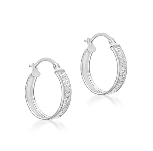 CARISSIMA Damen-Creolen 9ct White Stardust Creole Earrings 375 Weißgold-5.51.1169
