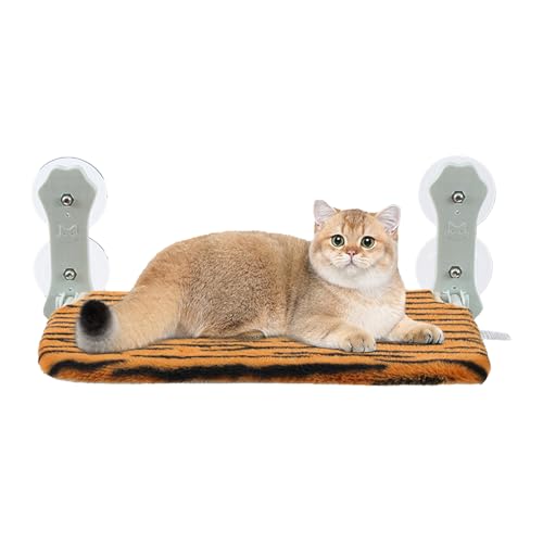 Katzen Fensterplatz Klappbarer Kabelloser Weicher Atmungsaktiver Sitz Metallrahmen Fensterplatz mit starken Saugnäpfen - Für kleine mittelgroße große Haustiere Wohnzimmer Fensterbank Zuhause