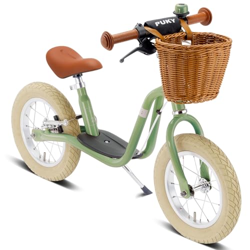 PUKY XL BR Classic Vintage Laufrad Retro Grün Tiefem Rahmeneinstieg Trittbrett 12 5 Zoll Luftbereifung 2.0 Sicherheit mit V Brake Speziellem Einstieg Ideal ab 3 Jahren 95 cm Größe