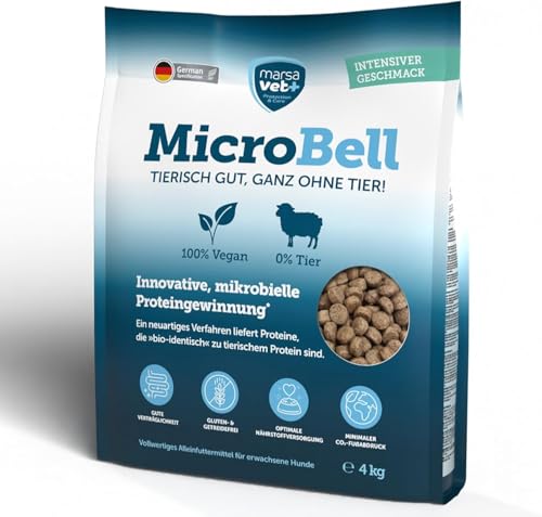 Marsavet Hypoallergenes Trockenfutter MicroBell 4 kg. Veganes Monoprotein-Hundefutter mit mikrobiellen Proteinen geeignet für Allergiker und empfindliche Hunde. Vegan Gluten- und getreidefrei