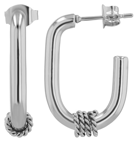 Akzent Wasserfeste Edelstahl Ohrringe Creolen in Silber für Damen 100% Wasserfest Hautverträglich