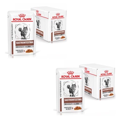 Royal Canin Veterinary Gatrointestinal Moderate Calorie Doppelpack 2 x 12 x 85 g Diät-Alleinfuttermittel für Katzen Zur Linderung akuter Resorptionssto rungen des Darms