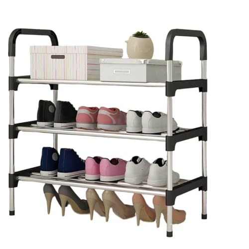 DECORN Hoher Schuhregal-Organizer Schuhturmregal Schuhaufbewahrungsständer aus Metall Lager-Schuhhalter für Schrank Eingangsbereich Garage und Flur 58 cm breit 3 Tier