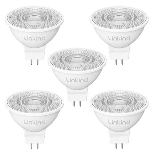 Linkind 12V GU5.3 3.4W 35 Watt ersetzt 2700K Warmweiß 36 Abstrahlwinkel Spot 360Lm AC DC 12V Leuchtmittel 25 000 Std. Lebensdauer Nicht dimmbar 5 Stück