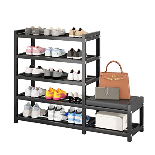 GUAAJA 5 stufiges mit gepolstertem Sitzkissen Nordic Schuh Organizer Wohnzimmer Flur Eingangsbereich