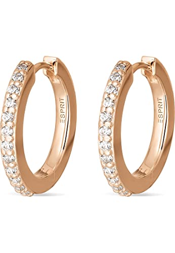 ESPRIT Damen-Creolen 925er Silber 24 Zirkonia One Size Ros gold 32023003
