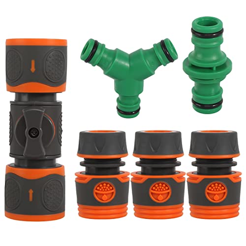 prota Regulierventil 6 Stück Gartenschlauch Anschluss Set Doppelstecker Gartenschlauch Schlauchkupplung mit Regulierventil Schlauchkupplung zur Schlauchverlängerung