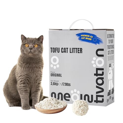 Tofu Katzenstreu - Klumpend Pflanzlich aus Erbsenhülsen Biologisch Abbaubar 99% Staubfrei Optimale Geruchskontrolle Spülbar in der Toilette Originalduft 1 x 3 6 kg
