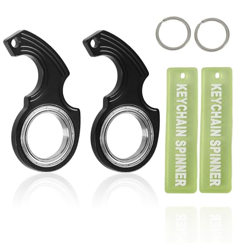 2 Stück Fidget Spinner Schlüsselanhänger Ring Spielzeug Keyring Tragbar Finger Spinner Mit Schlüsselringe Und Leuchtender Für Fingertraining Kinder Und Erwachsene Angstlinderung Schlüssel Spinner