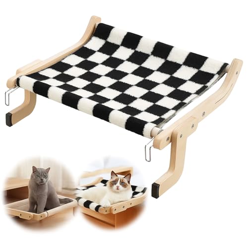 Katzen Hängematte für Fensterbank - gemütliche Liegematte - Fensterplatz Katzenliege - Fensterbankliege für bis zu 18 kg - Katzenbett Montage ohne Werkzeug