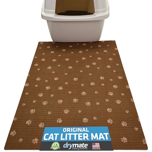 Drymate Katzenstreu Matte weich auf Kitty Pfoten saugfähig wasserdicht urinfest maschinenwaschbar langlebig USA hergestellt 50.8x71.1 cm BrownStripeTanPaw