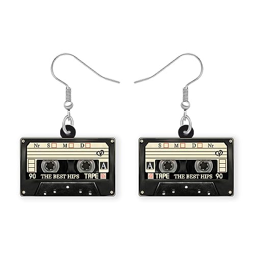 DALANE Acryl Fun Vintage Radio Kassette Ohrringe Retro Schmuck für Frauen Mädchen 80er 90er Jahre Nostalgie Geschenke Schwarz