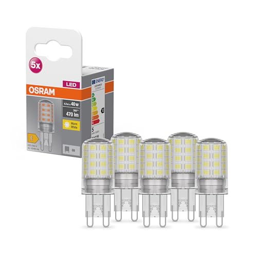OSRAM Star PIN Lampe für G9 Sockel klares Glasß 2700K 470 Lumen Ersatz für herkömmliche 40W Ersatz nicht 5 er