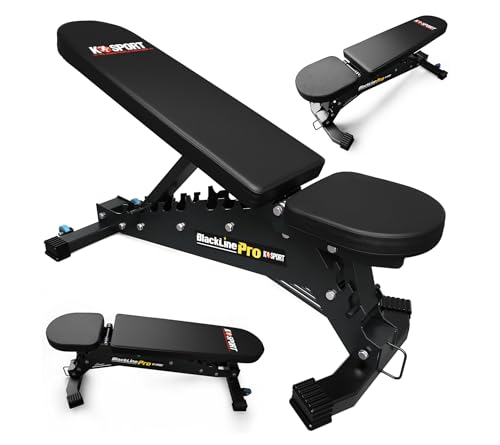 K-Sport BLACK LINE - PROFI Hantelbank Premium Profi Trainingsbank bis 375 kg belastbar I vielfach verstellbare Multifunktionsbank I Schrägbank Flachbank Bankdrücken