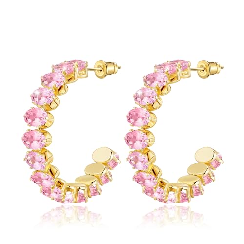 Linawe Rosa Groß Hängend Ohrhänger Vergoldet Edelstahl Ohrring Modeschmuck