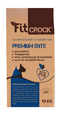 cdVet Naturprodukte Fit-Crock Premium Ente Mini 10 kg - Hund - Futter - getreidefrei - allergiearm - bei fütterungssensiblen Hunde - ausgewogene hochwertige natürliche Zutaten - kaltgepresst