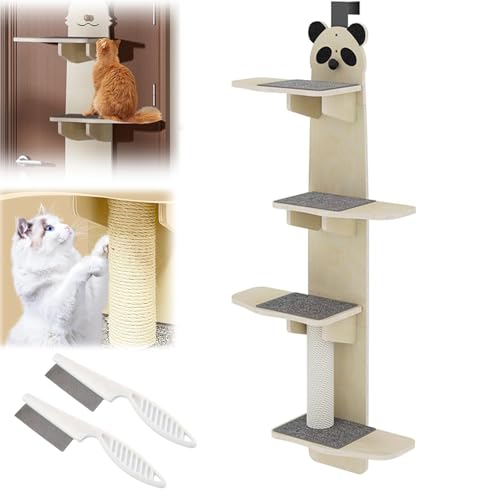 Tür Kratzbaum Katzen Mehrstufiger Kratzbaum Tür Einhängen 4-Stufige Katzen Katzenbaum an Der Tür Stabil Katzenleiter Wandmontage Zum Aufhängen an Der Door Hängender Panda