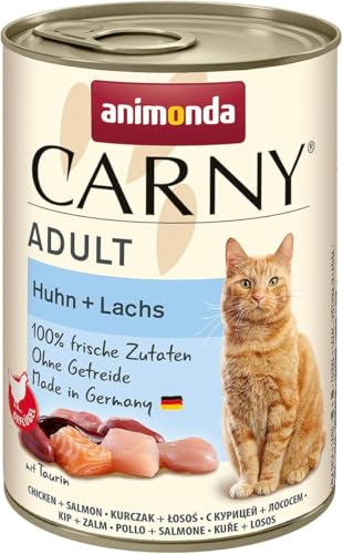animonda Carny Adult Huhn Lachs 6x 400g Katzennassfutter für ausgewachsene Nassfutter mit 100 % frischen fleischlichen Zutaten Katzenfutter ohne Getreide und Zucker