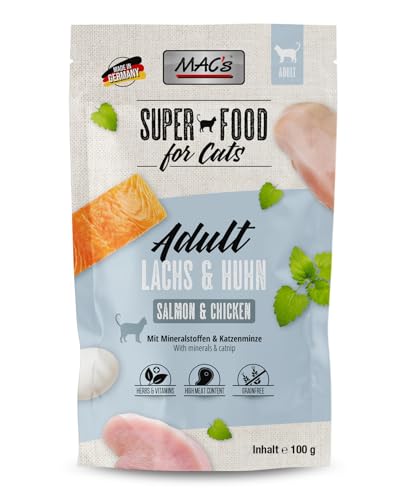Mac s Cat Pouch Nassfutter für Katzen 12 x 100 g Lachs und Huhn
