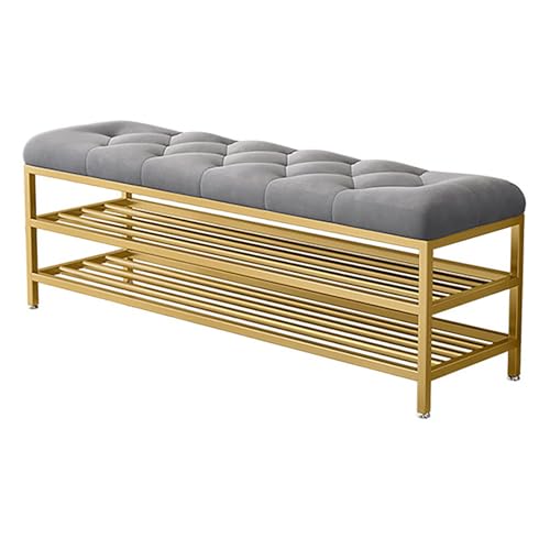 Moderne Schuhbank für den Eingangsbereich mit gepolstertem Sitz Metall-Schuhregal für Flur und Schlafzimmer stilvolle Aufbewahrungslösung für Schuhe und Accessoires Größe L