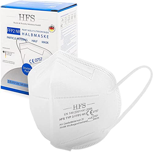 HFS - Partikelfiltrierende Halbmaske FFP2 Masken zertifiziert aus Deutschland mit weichem Gummiband 40er Pack