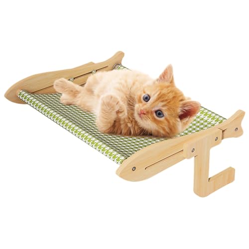Katzen Fensterplatz Katzen Hängematte Fensterbank Atmungsaktiver Robuster Holzrahmen Platzsparendes Möbelstück Für Kätzchen Senioren Haustiere Terassenbett Fensterbank