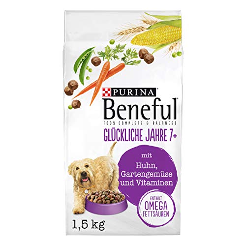PURINA BENEFUL Glückliche Jahre 7 Senior Hundefutter trocken mit Huhn und Gartengemüse 6er Pack 6 x 1 5kg