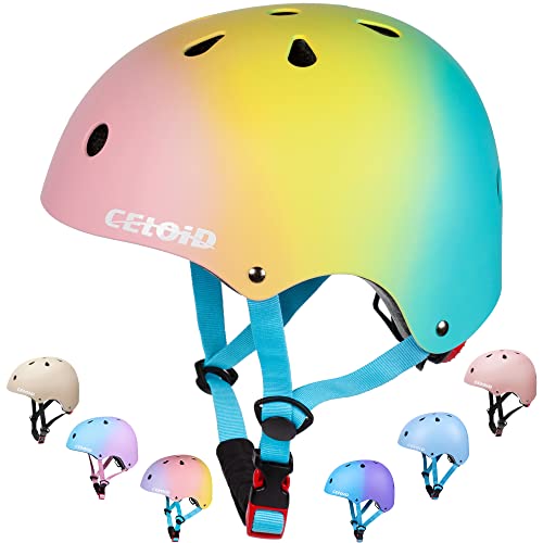 CELOID Kinderhelm - Pink-Blau Multi-Sport Unisex Jungen Mädchen 8-15 Jahre Medium Adjustable Radfahren Skateboarden Outdoor