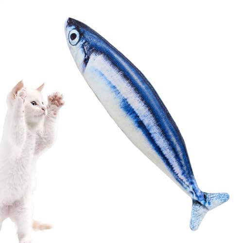 AUTOECHO Floppender Fisch mit Katzenminister Katzenminister Fischkatze Spielzeug Interaktives Katzenfischspielzeug mit Katzenminister - Cartoon Haustiere Kissen Zahnen Puppen für Zuhause
