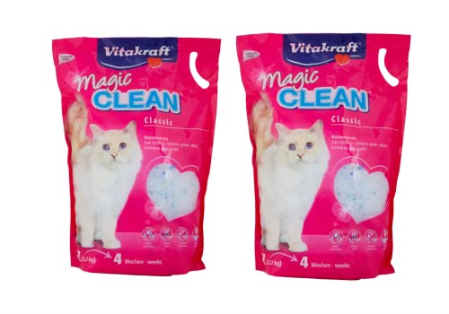 Vitakraft Magic Clean Katzenstreuer aus Silikon hält länger als normale geruchshemmende und antibakterielle Katzenstreue 5 l 2 2 kg 2 x 5 l