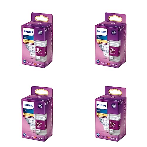 Philips Vorteilspaket - GU5.3 - LED Spot MR16 - 12V - 35W - Nicht dimmbar - Warmweißes Licht - Set 4 Stück