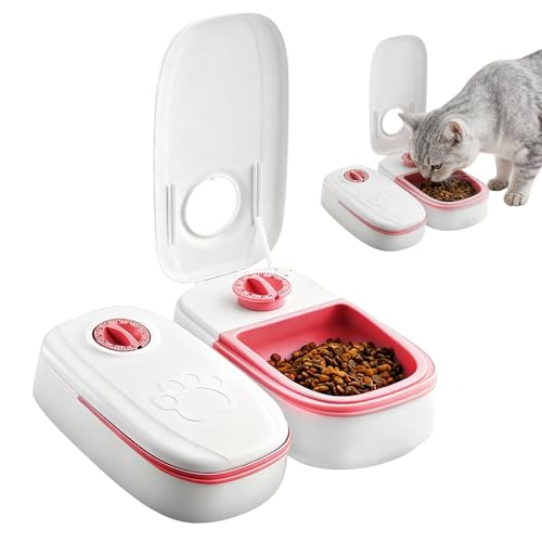 SPORWAY Futterautomat Katze 700ML Automatischer Futterspender mit 48 Stunden Timer rutschfeste Nassfutterautomat für Katzen Futterautomat Hund Katzenfutter Automat für Katzen und Kleine Hunde