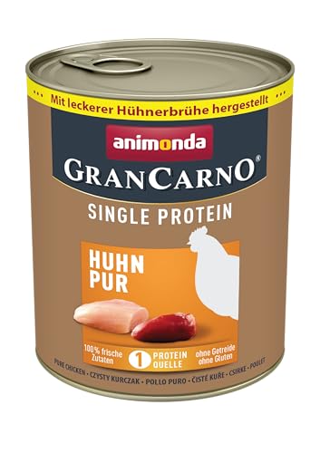 animonda GranCarno Hunde Nassfutter Single Protein Huhn pur 6 x 800g getreidefreies Hundenassfutter ohne Zucker für ausgewachsene Hunde mit frischem Hühnerfleisch und Innereien