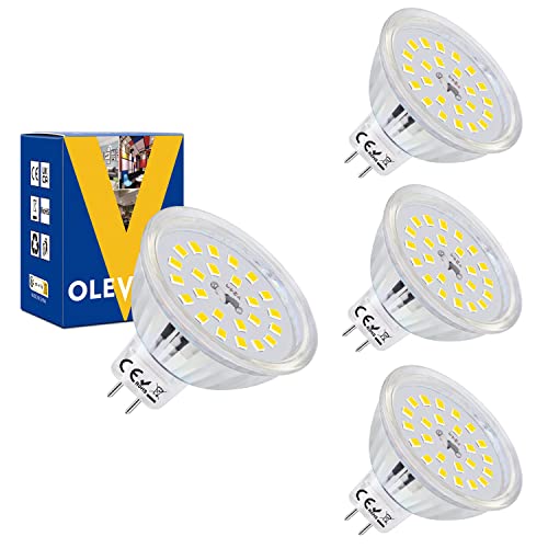OLEVOLT MR16 LED Birne GU5.3 5W Neutralweiß 4000K GU5.3 LED Leuchtmittel 500LM Ersatz für 50W Halogelampe LED Leuchtmittel Spot Nicht Dimmbar Kein Flackern 120 Abstrahlwinkel 12V AC DC 4er Set