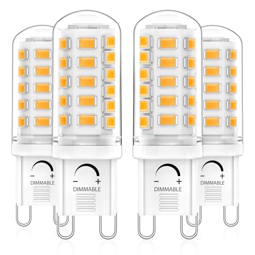 RuLEDne G9 LED Lampen Dimmbar Warmweiß 2700K 3W Ersatz Für Halogenlampe 40W 50W G9 LED Leuchtmitte AC 230V Mini Glühlampe CRI 85 Kein Flackern 520LM Nicht Dimmbar 4er Pack