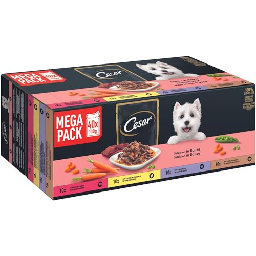  Selektion in Sauce Premium Hunde Nassfutter im Portionsbeutel 4 VarietÃ¤ten 40x100g
