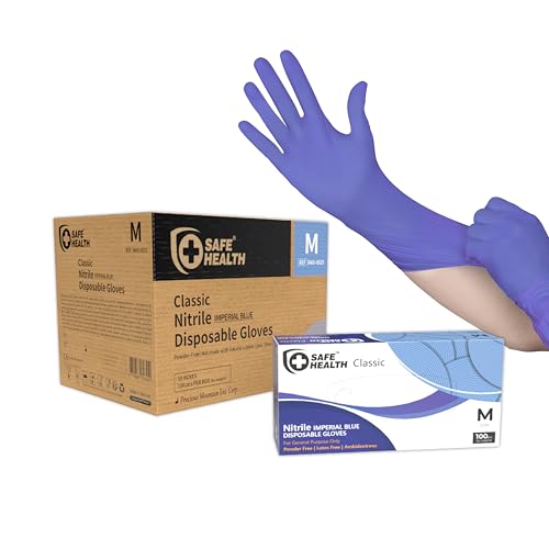 Safe Health Nitril Einweghandschuhe Größe M Imperial Blau 1000 stück Pulverfrei Latexfrei Lebensmittellabor Hausmeister Malerei Mechanische Endbearbeitung Gesetze Vollstreckung 3 Mil