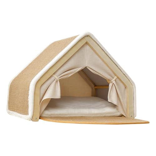Kratzhaus für Katzen Haus mit Sisal-Kratzbrett zum Ausruhen und Spielen Bett für Katzen alle Jahreszeiten für Wohnzimmer Schlafzimmer und Haustiere im Winter