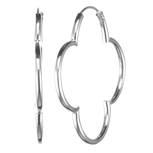 Vinani Damen Ohrringe 925 Silber - Creolen Blume glänzend groß Hoop Flower - 925 Sterling Silber für Frauen - 2CBM