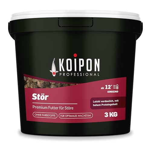 KOIPON Premium Störfutter 3 kg sinkend Teichfutter 6mm Pellets für Stör im Gartenteich Ideal für gemeinsame Haltung mit Koi